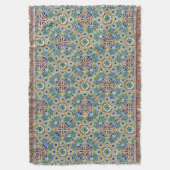 フリンジ付きコットンブランケットメダリオンデザイン スローブランケット (正面縦)