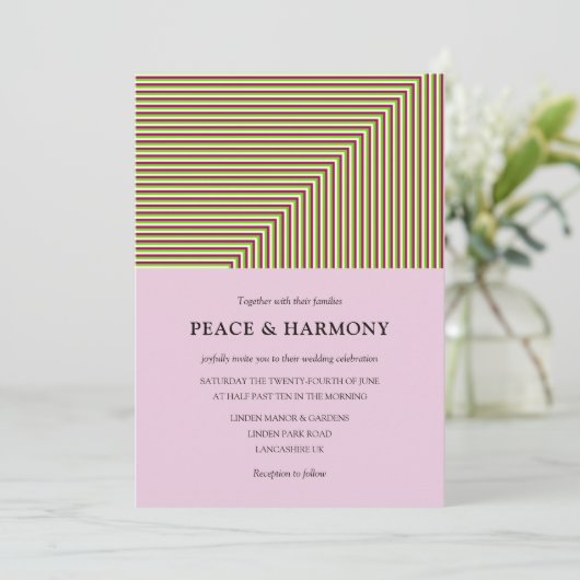 フリンジ ストライプ ライラック ウェディング 招待状 (スタンド正面)