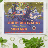 フリンダーズレンジズヴィンテージトラベルポスターオーストラリア キッチンタオル (折り畳み)