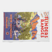 フリンダーズレンジズヴィンテージトラベルポスターオーストラリア キッチンタオル (横)