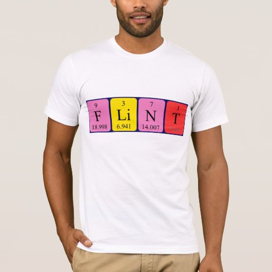 フリントの周期表名シャツ Tシャツ (正面)