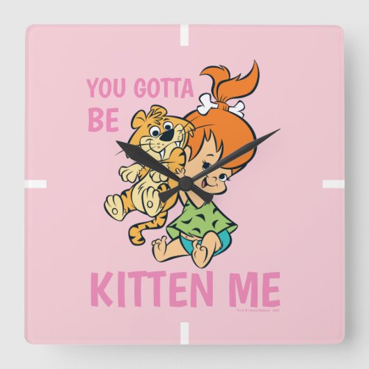 『フリントストン』|小石と虎 スクエア壁時計 (正面)