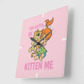 『フリントストン』|小石と虎 スクエア壁時計 (傾斜)