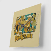 フリントストーンズ |レトロ漫画キャラクターパネル スクエア壁時計 (傾斜)