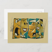 フリントストーンズ |レトロ漫画キャラクターパネル ポストカード (正面/裏面)