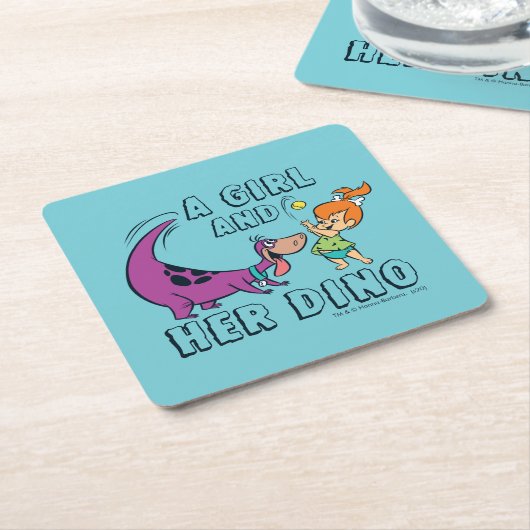 フリントストーンズ |小石&ディノボー遊ルボール スクエアペーパーコースター (アングル)