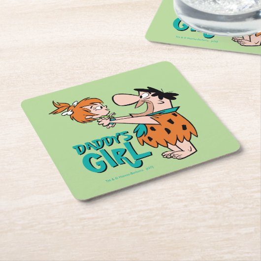 フリントストーンズ Fred & Pebbles – パパの女の子 スクエアペーパーコースター (アングル)