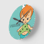 フリントストーンズ | Pebbles Flintstone ラウンド壁時計 (傾斜)