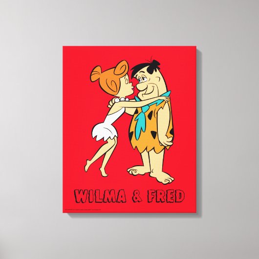 フリントストーンズ | Wilma キスをする Fred キャンバスプリント (正面)
