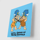 フリントストーン|フレッド及び口論の水牛 スクエア壁時計 (傾斜)