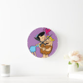 フリントストーン|ベティのキスをするな口論 ラウンド壁時計 (ホーム)