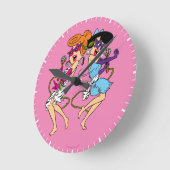 フリントストーン| Wilma及びベティのロックスター ラウンド壁時計 (傾斜)
