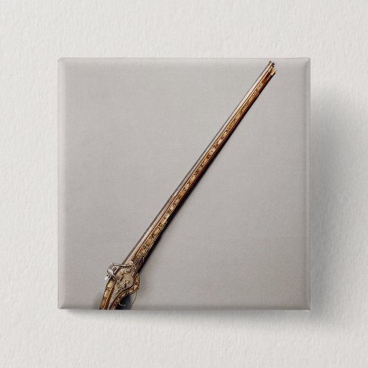 フリントロック式のライフル 缶バッジ (正面)