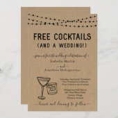 フリーおもしろいカクテルと結婚式招待状 招待状 (正面/裏面)