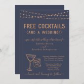 フリーおもしろいカクテルと結婚式招待状 招待状 (正面/裏面)