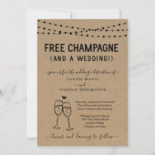 フリーおもしろいシャンパンと結婚式招待状 招待状 (正面)