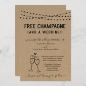 フリーおもしろいシャンパンと結婚式招待状 招待状 (正面/裏面)
