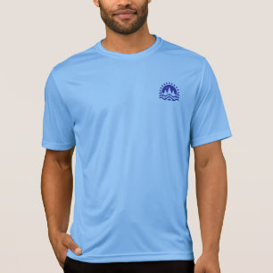 フリーな冒険家エンブレム ブルー ライフスタイルTシャツ Tシャツ