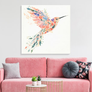 フリーな精神の鳥 - 水彩ボヘミアン風壁画 キャンバスプリント