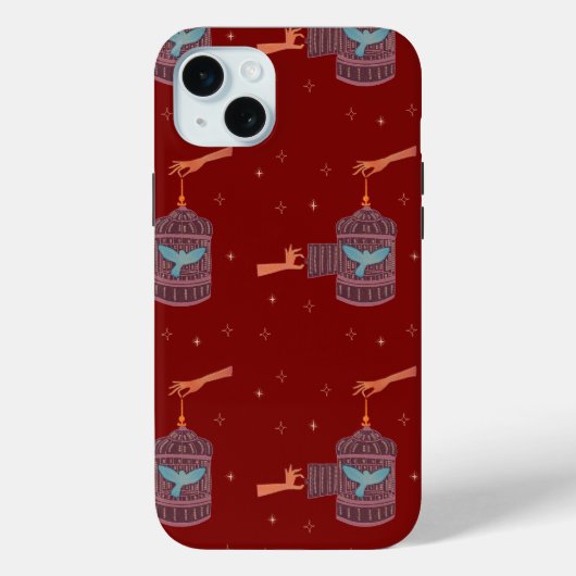 フリーな鳥の鳥かご | フォークアートの手と青い鳥 Case-Mate iPhoneケース (裏面)