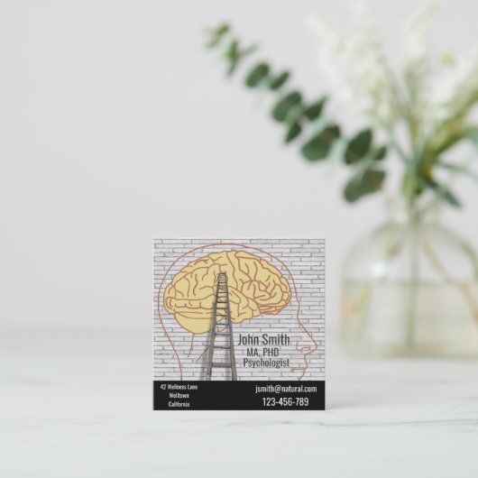 フリーの心理学者のセラピストか精神科医 スクエア名刺 (スタンド正面)