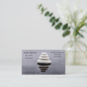 フリーの心理学者のセラピストの禅の石 名刺 (スタンド正面)