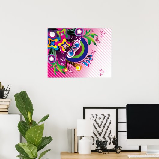 フリーの素晴カラフルらしい背景ベクトルグラフィックス ポスター (ホームオフィス)