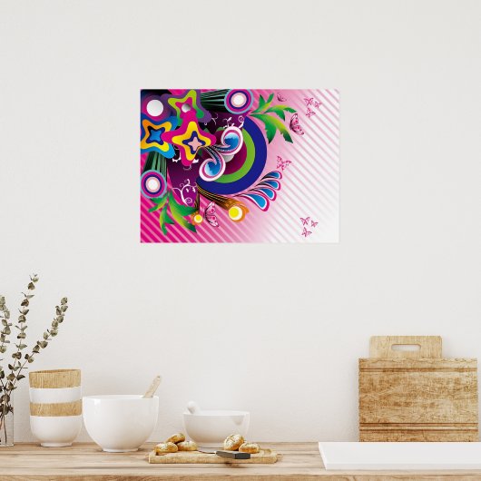 フリーの素晴カラフルらしい背景ベクトルグラフィックス ポスター (キッチン)