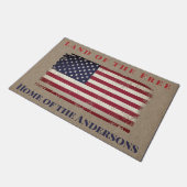 フリーアメリカ国旗の地パーソナライズされた ドアマット (アングル)