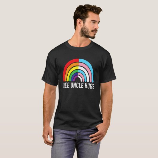 フリーアンクルハグレインボートランスジェンダー国旗Lgbtqゲイ Tシャツ (正面フル)
