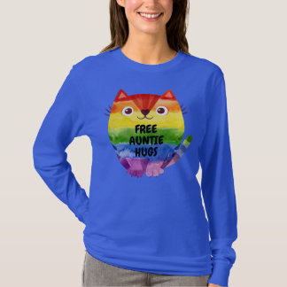 フリーアンティハグプライドLGBTQフラッグキャット Tシャツ