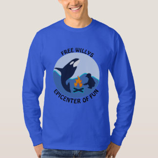 フリーウィリーのシンブルーホエールもオルカLSに勝てない Tシャツ