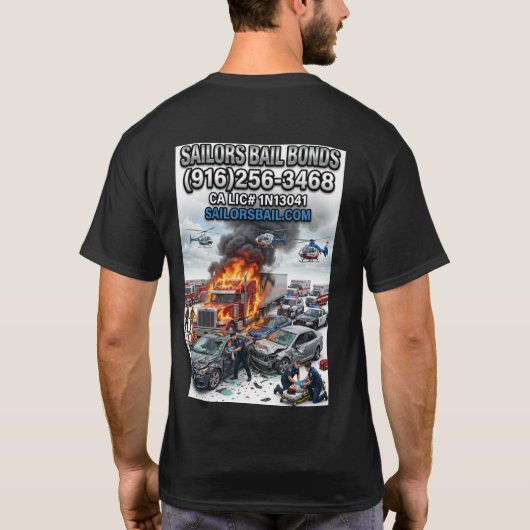 フリーウェイ大渋滞Tシャツデザイン Tシャツ (裏面)