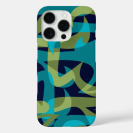 フリーウェイ抽象芸術サイケデリックレトロ海軍ティール(緑がかった色) iPhone 16 PROケース