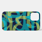 フリーウェイ抽象芸術サイケデリックレトロ海軍ティール（緑がかった色） Case-Mate iPhoneケース (裏面 (横))