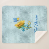 フリーウクライナサンフラワー&バタフライ シェルパブランケット (正面(横))