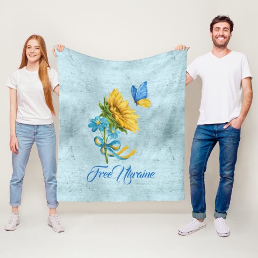 フリーウクライナサンフラワー&バタフライ フリースブランケット (インサイチュ)