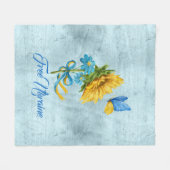 フリーウクライナサンフラワー&バタフライ フリースブランケット (正面(横))