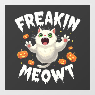 フリーキンムウ不気味トハロウィンパステル猫幽霊 ウィンドウサイン