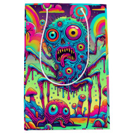 フリーキーおもしろいサイケデリックザクリーパー ミディアムペーパーバッグ