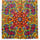 フリーキーティキレッドヴィンテージフラクタル万華鏡のように千変万化するパターン シャワーカーテン (正面)