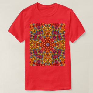 フリーキーティキレッドヴィンテージフラクタル万華鏡のように千変万化するパターン Tシャツ