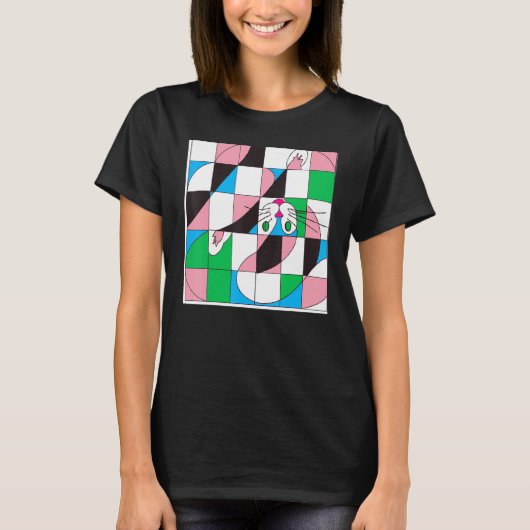 フリーキー猫ミームニャー子猫かわいい子猫の光学器病 Tシャツ (正面)