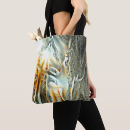 フリークグレーのテクスチャを燃やす部品をデジタル切り出し トートバッグ