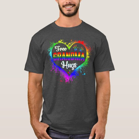 フリーグランマハグLBGTハートレインボーゲイプライド Tシャツ (正面)
