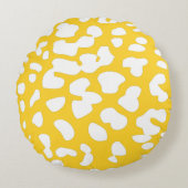 フリーシアとホワイトヒョウ柄の丸枕 ラウンドクッション (正面)