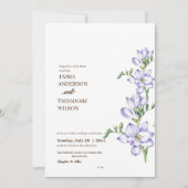 フリーシアミニマルモダンリスト美しいフローラ結婚ズ 招待状 (正面)
