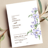 フリーシアミニマルモダンリスト美しいフローラ結婚ズ 招待状