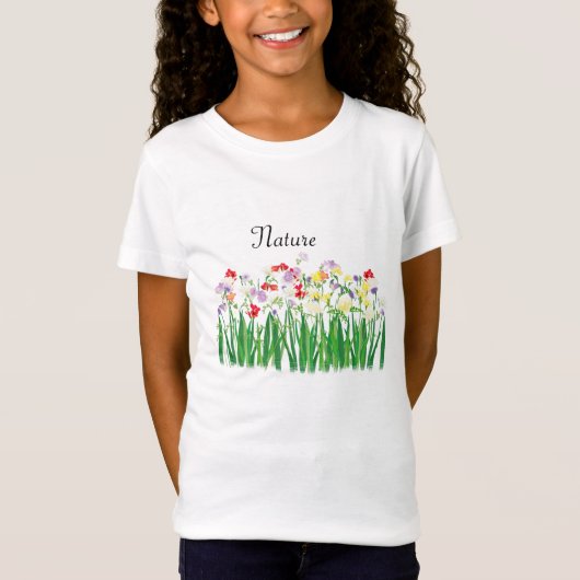 フリージアの花、環境テーマ Tシャツ (正面)