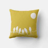 フリージアの黄色の鳥のプリントの枕 クッション (裏面)